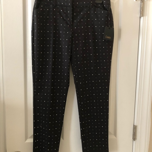 Dalia Modern Fit Black Polka Dot Fitted Pant Size 6 - Picture 1 of 7
